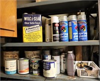 Spray Paint, Paint (contents of 2 shelves)