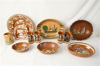 Mexican ceramics/pottery - Red Ware -12 pc's