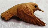 Signed Wooden Hummingbird Pin