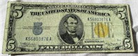 1934 Gold Seal Silver Certificate $5 Note