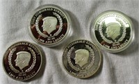 4 John F Kennedy Silver Plated Commemorative Coins