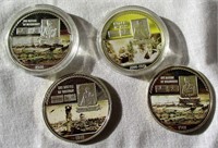 4 Battles of WWII Colorized Silver Plated Coins