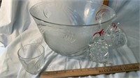 Punch Bowl with 8 Glasses, 8 Mugs