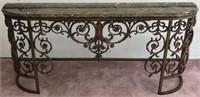 Marble and Wrought Iron Entry Table