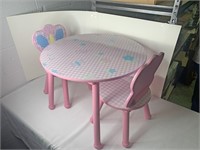 Pink toddler table with two chairs