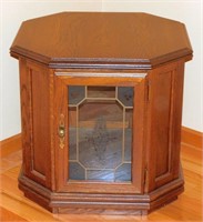 Octagonal End Table with Cupboard - 23" Wide, 22"