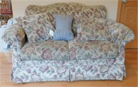 Floral Design Love Seat with Throw Pillows - 61"