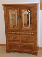 Carved Armoire with 2 Drawers & 2 Shelves - 34"