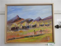 M. DOUGLAS AFRICAN SCENE PAINTING