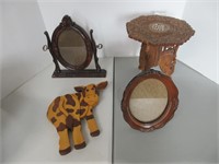 GROUP WOOD PICTURE FRAMES, PLANT STAND, ETC