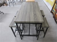 CONTEMPORY FAUX WOOD/METAL TABLE & STOOLS