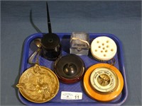 Inkwells, Barometer, Brass Ring Dish