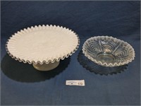 Silver crest & Opalescent Bowl