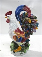 15" Tall Ceramic Rooster Statue