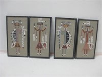 Set Of Four 6.5"x 12.5" Framed Sand Paintings