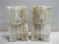 Pair 4.25"x 7.75" Carved Stone Book Ends
