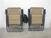 Pair Outdoor Collapsible Lounge Chairs