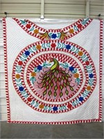 92" x 102' Yarn Adorned Peacock Bedspread