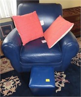 LEATHER LOOK ARM CHAIR WITH OTTOMAN