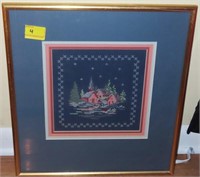 FRAMED AND MATTED CROSS STITCH