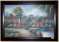 SPRING GARDEN - OIL ON CANVAS - UNSIGNED