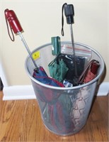 WIRE WASTE BASKET WITH UMBRELLA'S