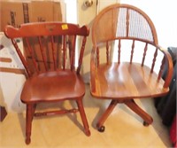 OAK OFFICE CHAIR AND MAPLE KITCHEN CHAIR