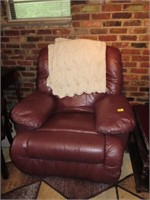 LEATHER LOOK RECLINER - NEEDS CLEANING