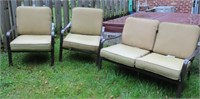 LOVE SEAT AND 2 PATIO FURNITURE ARM CHAIRS