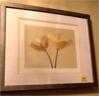 FLORAL PRINT - FRAMED AND MATTED - 21 IN X 17 IN