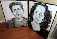 2 FRAMED WORKS OF ART - MAN AND WOMAN