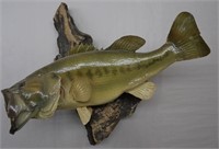 Large Mouth Bass Fish Mount on Driftwood