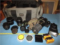 Minolta X-570 35mm Film Camera Kit + Lenses