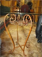 Wrought Iron & Glass Accent Table