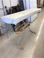 metal ironing board, w/hand made wood xtra top