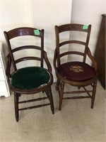 2 wood vintage chairs