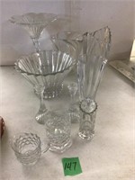 crystal/glass vases, bowl, more