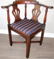 Mahogany Upholstered Corner Chair