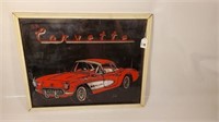 57 Corvette Red & Black Framed Glass Wall Art