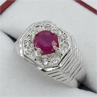 Genuine Ruby & CZ Ring