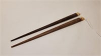 Pair Wooden Chopsticks w/ Bone Accents