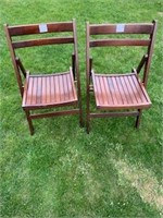 2 Wooden Folding Deck Chairs