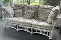 80 Inch Wicker Sofa With Cushions