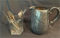 Silverplate Pitcher And Serving Pieces