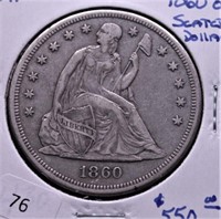 1860 O SEATED DOLLAR XF P Q