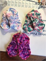 3 pairs hand crocheted slippers small/medium new