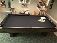 Slate Top Pool Table with Cues and Balls