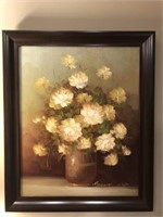 Oil on Canvas of Flowers in Vase