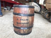 Antique Wooden 5-Gallon Sauerkraut Barrel
