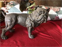 Vintage Unpainted Cast Iron Bulldog Still Bank